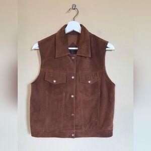 Vtg Genuine Suede Leather Vest Cowgirl Western Chic Classic Timeless